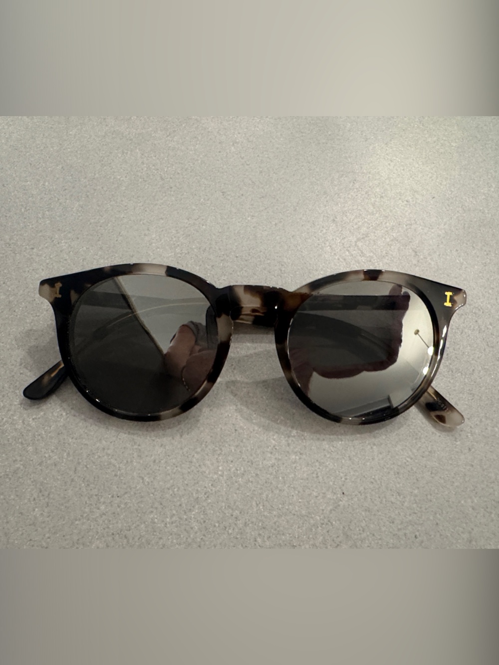 Illesteva Tortoiseshell Round Sunglasses with Dark Gray Lenses